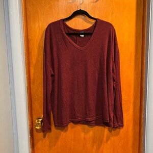 Old Navy XL Tall Maroon V-Neck Long Sleeve Top